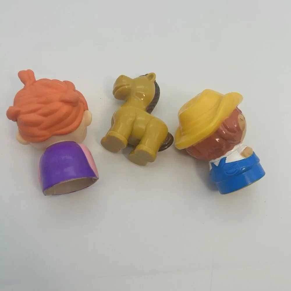 Mega Blocks Farmer Male with Yellow Hat Toy Boy Figure - 2.5” And Horse Lot Of 3
